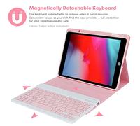 Juroupi Wireless BT Keyboard USB Keypad with PU Leather Protecting Case for Tablet Compatible with Air3 10.5in/ Pro 10.5in(2017)/ 7 10.2in/ 8 (#2)