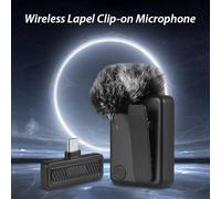 Juroupi Wireless Microphone Professional Lapel Clip-on Microphone Noise Reduction No Delay Plug and Play Lightweight Rechargeable Wireless Mics for Mobile Phone Live Broadcast (Type-C Plug)