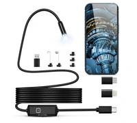 Jurqqer Endoscope Inspection Camera with Light, HD Borescope Inspection Camera with 8 LED, Semi-Rigid Snake Camera for iOS, IP67 Waterproof Borescope for Pipe and Engine Inspection 2M/6.56Ft