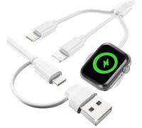 Jurqqer for Apple Watch Charger,3-in-2 Multi Charging Cable Travel Fast Charging Cord with USB C/Lightning Ports - for iWatch Ultra/SE/10-1, iPhone 16-11/PS5/Nintendo Switch Galaxy S25-3.3FT