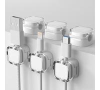 Jurqqer Magnetic Cable Clips,6 Pack Cord Organizer Holder,[2025 Uupgraded] Strong Adhesive Desk Wire Management, Organize Phone Charger Cable Keeper for Home Office Car Wall Desktop Nightstand White