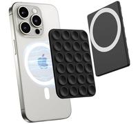 Jurqqer Magnetic Sticky Phone Suction Grip for MagSafe - Hands-Free Durable Magnet Silicone Portable Mount Stand for iPhone 16/15/14/13/12 Series, Removable for Wireless Charging,Black