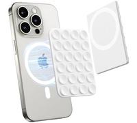 Jurqqer Magnetic Suction Cup Phone Mount Holder for MagSafe - Hands-Free Strong Adhesive Stand for iPhone 16/15/14/13/12 Series, Portable Shower Mirror Selfie TikTok/YouTube Accessories White