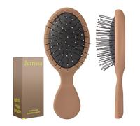 Jurrissa Mini Hair Bursh for Women,girls-Protable Travel Size Hair Brush for Pockets,Purse,backpack-Mini Detangler Brush for All Hair Types,Small Hair Brush for Detangling(1 Pack-Mocha)