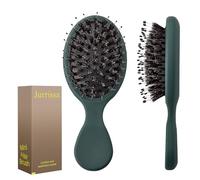 Jurrissa Mini Hair Bursh for Women,Men,Kids-Protable Travel Size Mini Detangler Brush for Pockets,Purses-Nylon&Boar Bristles Small Paddle Brush for Smooth,Add Shine(Green)