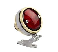 JURTBGF Tail light Brass LED Red Lens Brake Taillight Motorcycle Rear Stop Light W/Mini Steel Mount Pedestal Bracket For Ha&rley Choppers Universal