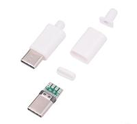 Jurtmy 2pcs USB-C Male with Green PCB and Welding Lines - Shell for Data Transfer Projects(White)