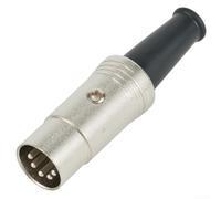 Jurtmy for midi 5 Pin DIN Male Adapter Audio Connector - Strain Relief Cable Clamp Silver Black 16mm Dia