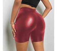 Jurtmy High Rise Leather Shorts for Women Hip Lift Effect | Elastic high waist, shiny PU finish, slimming silhouette, sizes S-XL, black wine red brown