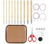 JURTMY Tunisian Crochet Hooks Set with Cable, 10 Piece Interchangeable Tunisian Crochet Hook 3.5mm-10mm Bamboo Tunisian Crochet Hooks for Crocheter (Bamboo)