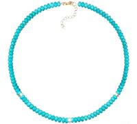 Jurtmy Women's Natural Stone Necklace 4 mm Adjustable Handmade | Authentic natural stones, unique grain, elegant for look, hot pink turquoise pearl white, high-quality fashion jewellery