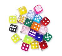 Jurxy 20PCS Transparent Hanging Dice Pendant Acrylic Square Colorful Dice Keyring for Jewelry Making Ornament DIY Gift Bag Accessories Car Accessories Six Faceted -14mm