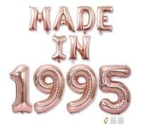 Jurxy 30th Birthday Balloon Banner Decorations Rose Gold MADE IN 1995 Aluminum Foil Letters Balloons Happy Birthday Sign Party Supplies for Men Women Photo Props Background Décor