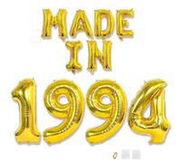 Jurxy 31st Birthday Balloon Banner Decorations Gold MADE IN 1994 Aluminum Foil Letters Balloons Happy Birthday Sign Party Supplies for Men Women Photo Props Background Décor