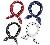 Jurxy 4 PCS Square Scarf Satin Silk Feeling Formal Square Neck Scarf Head Hair Wraps Neckerchief Scarf - 20x20 Inch - Style 6