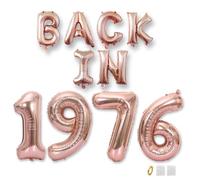 Jurxy 49th Birthday Balloon Banner Decorations Rose Gold BACK IN 1976 Aluminum Foil Letters Balloons Happy Birthday Sign Party Supplies for Men Women Photo Props Background Décor