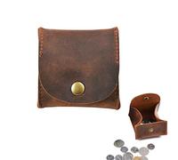 Jurxy Rustic Leather Moon Pocket Coin Case Genuine Leather Squeeze Coin Purse Pouch Change Holder Tray Purse Wallet for Men & Women - Brown