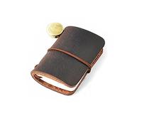 Jurxy Tiny Leather Travelers Notebook Refillable Journal Miniature Notebook Diary for Doll Vintage Mini Size Traveler Note Book 4.8cm x 3.2cm - Dark Brown
