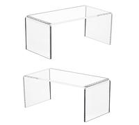 Jusalpha 2 PC Clear Acrylic Risers, Acrylic Display Risers Shelf Showcase Fixtures for Jewelry, Display Stand for Amiibo Funko POP Figures, Cupcakes, Food Display, Cabinet- (8''x 4''x 4.5'', 2 sets)