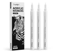 JusArt 0.7mm Fine Point White Permanent Markers, 3 Pack