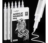 JusArt 0.7mm Fine Point White Permanent Markers, 6 Pack