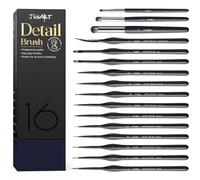 JusArt 16-Piece Detail Paint Brush Set, Miniature Paint Brushes for Models, Acrylic Oil Watercolor, Professional Fine Detail Brushes for Adults & Miniature Painters
