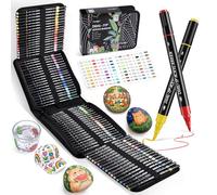 JusArt 72 Colors Acrylic Paint Markers Set with Canvas Bag, Dual Tips with Brush Tip & Fine Tip, No-Bleed, Waterproof, Non-Toxic & Odorless Paint Pens for Rock, Egg, Wood, Canvas, Glass, Ceramic, DIY