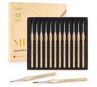 JUSART Detail Paint Brushes Set, 12 PCS Fine Tip Model Miniature Paint Brushes for Fine Detailing - Acrylic, Watercolor, Oil, Models, Rock Painting & Paint by Number - Triangular Handles (Wood)