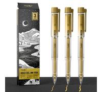 JusArt Gold Gel Pens with 0.4mm, 0.5mm & 1.0mm Assorted Tips, 3 Pack