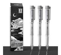 JusArt Silver Pens with 0.4mm, 0.5mm & 1.0mm Assorted Tips, Opaque Ink Gel Pens for Black Paper, Drawing, Journaling & DIY Crafts, Ideal Drawing Pens for Artists & Art Supplies, 3 Pack