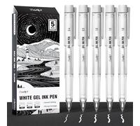 JusArt White Gel Pens for Art with Assorted Tips, 5 Pack