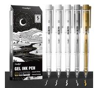 JusArt White Ink Pen, Gold Pens & Silver Pen with Assorted Tips, 5 Pack