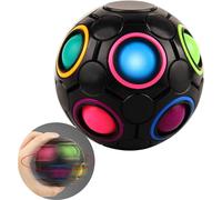 Jusch Rotating Stress Rainbow Ball Infinity Relief Spinner Fidget Toy For Adults Kids Educational Magic Cube Puzzle (black)