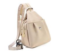 JUSEELEN Crossbody Bag with Convertible Backpack Carry, Khaki | Multiple Compartments, Open Front Pocket, Zippered Sections, Adaptable Carry for Commuting and Outdoor Use