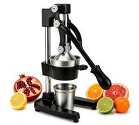 Jusfoouo Cast Iron Citrus Juicer with Stainless Steel Cup, Black
