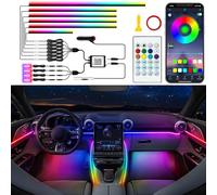 Jushope - Acrylic LED Lights - Rainbow Dream Color Dynamic Chase Car Interior Atmosphere Lighting Kit - Music Sync (10 in 1 (4x29.5+17.5+14.5
