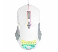 JUSHZ Computer Mouse for Laptop Usb Optical Gaming Mouse Ergonomic Wired Mice Pointing Device 4 Way Scrolling Lightweight Programmable Touch Scroll Macro Programming 7 Buttons (White,12.5x7.6x4.1cm)