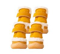 JUSHZ Dog Boots for Injured Paws Waterproof Dog Shoes Paw Protector for Large Dogs Small for Walking for Snow for Winter Neoprene Autumn Winter Thick Cotton for Warmth Non-slip (4,yellow)