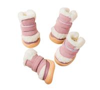 JUSHZ Dog Boots for Injured Paws Waterproof Dog Shoes Paw Protector for Large Dogs Small for Walking for Snow for Winter Neoprene Autumn Winter Thick Cotton for Warmth Non-slip (4,pink)