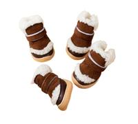 JUSHZ Dog Boots for Injured Paws Waterproof Dog Shoes Paw Protector for Large Dogs Small for Walking for Snow for Winter Neoprene Autumn Winter Thick Cotton for Warmth Non-Slip (4,Brown)