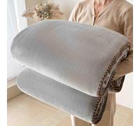 JUSHZ Throw Fleece Blanket Weighted Blankets and Throws Fluffy Women Mens for Bed Long Double Single for Sofa Shawl Soft Comfortable Breathable for Spring Autumn Machine Washable (Gray,100x150cm)