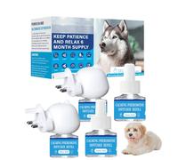 Jusimi Dog Calming Plug-in Diffuser Kit, 6-in-1 Anxiety Relief for Dogs, Natural Pheromones Stop Scratching & Stress, Safe & Odorless, 2 Diffusers + 4 Refills (48ml) for Multi-Pet Homes