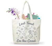 JUSITAKEET Last Toast On The Coast Bachelorette Totes, Bridesmaid Tote Bags, Aesthetic Tote Bag For Wedding Engagement Party, Bridal Gifts, Reusable Canvas Bags, E03