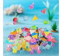 JUSJUBR 100 Piece Glowing Mini Resin Animals Collection, 10 Varieties Small Resin Figurines, Tiny Mixed Creatures for DIY Projects, Terrarium Decor, Kids Crafts & Night Light Display