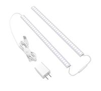 JUSJUBR AONELAS Plug-in Under Cabinet Lighting, 2pcs 12 Inch Dimmable Closet Light, Cold White 6000K Linkable USB LED Light Bar, Memory Function, Under Counter Lights for Kitchen, Desk, Workspace
