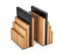 JUSK Design Bamboo Book End/Book Organizer - Non-Skid Decorative Bookends for Office and Home - Book Holders for Shelves - Substantial Weight - Holds Heavy Books