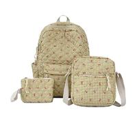 JUSKAQZYI back pack 3pcs Bow Backpack Set Cotton Student Schoolbag Large Capacity Cute Bag Travel Office Back To School rucksack(Gelb,No doll)