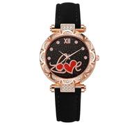JUSKAQZYI Women's Casual Watch Leather Strap Analog Quartz Simple Wristwatch is a Light Luxury Gift Suitable for Girlfriend and Wive(Nero)