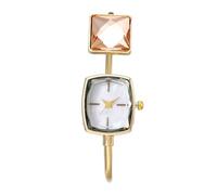 JUSKAQZYI Wristwatch 2-Piece Women's Bangle Cuff Watch Easy Read Square Quartz Wristwatch Luxury Watches Bracelet Watch(Gold)