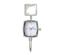 JUSKAQZYI Wristwatch 2-Piece Women's Bangle Cuff Watch Easy Read Square Quartz Wristwatch Luxury Watches Bracelet Watch(Silver)